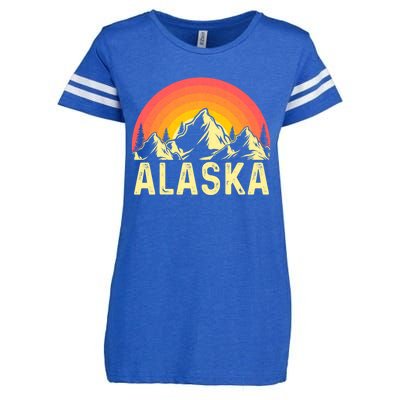 Retro Vintage Alaska Mountain & Sun Enza Ladies Jersey Football T-Shirt