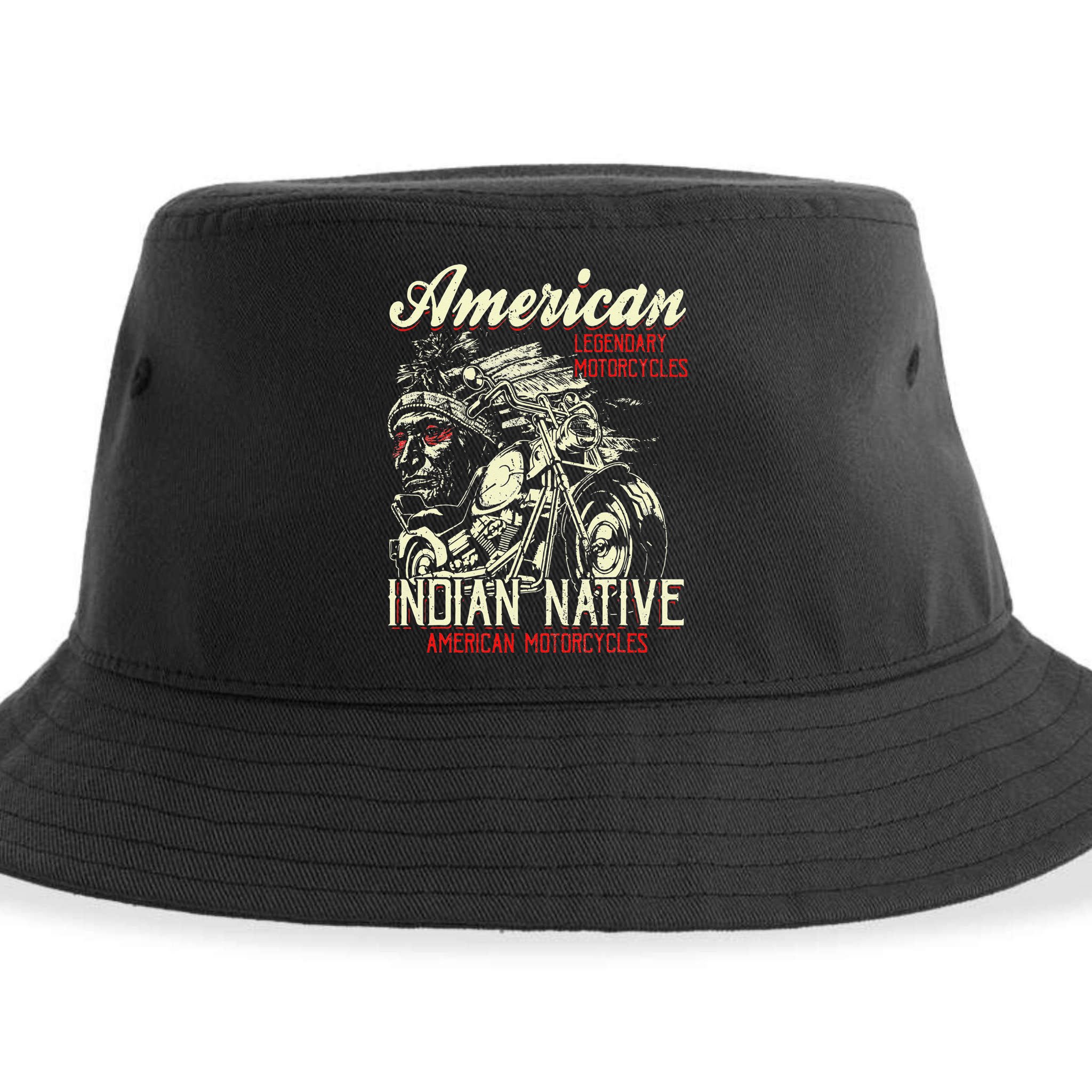 Retro Vintage American Motorcycle Indian for Old Biker Sustainable Bucket Hat