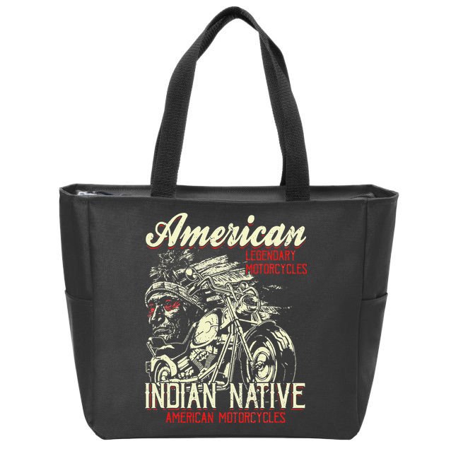 Retro Vintage American Motorcycle Indian for Old Biker Zip Tote Bag
