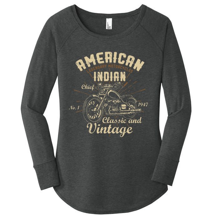 Retro Vintage American Motorcycle I.N.D.I.A.N Women's Perfect Tri Tunic Long Sleeve Shirt