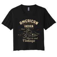 Retro Vintage American Motorcycle I.N.D.I.A.N Women's Crop Top Tee