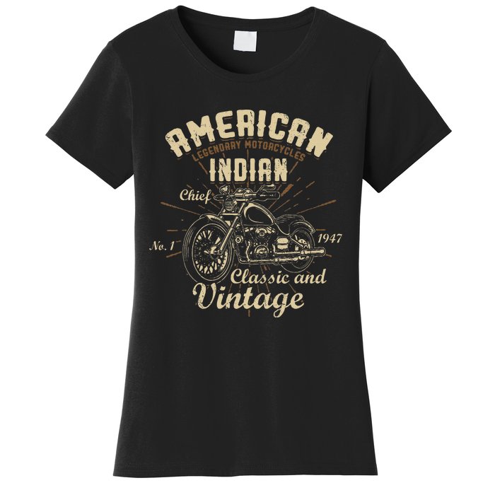 Retro Vintage American Motorcycle I.N.D.I.A.N Women's T-Shirt