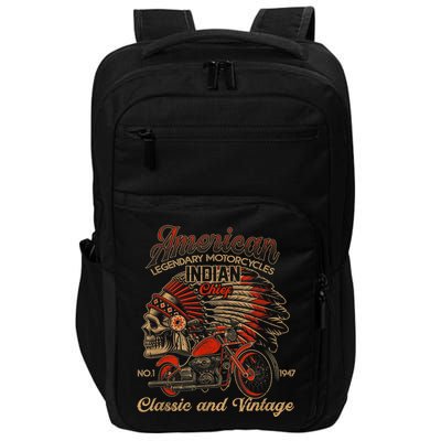 Retro Vintage American Motorcycle Indian for Old Biker Funny Impact Tech Backpack