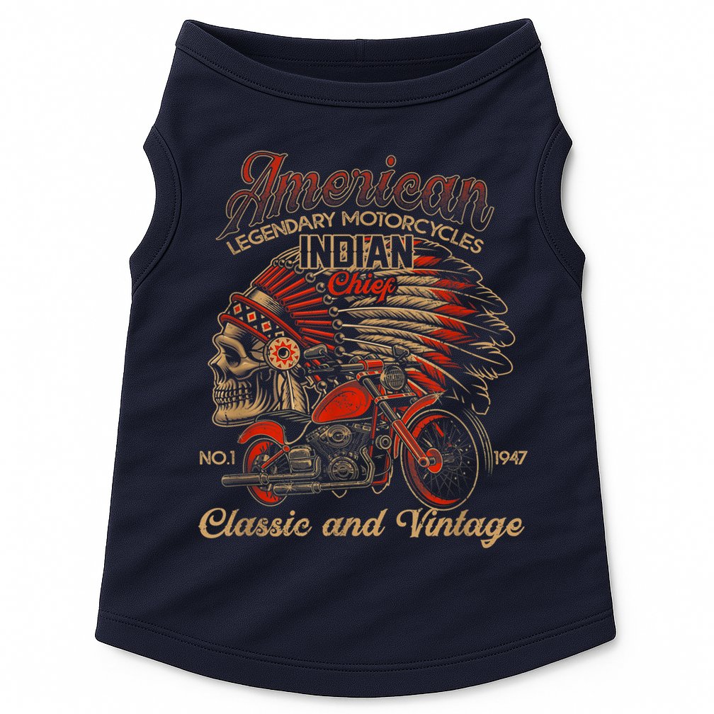 Retro Vintage American Motorcycle Indian for Old Biker Funny Doggie Tank