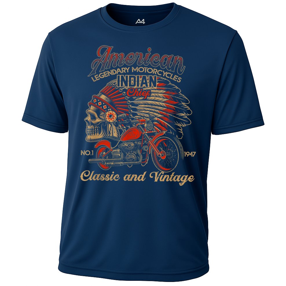 Retro Vintage American Motorcycle Indian for Old Biker Funny Cooling Performance Crew T-Shirt