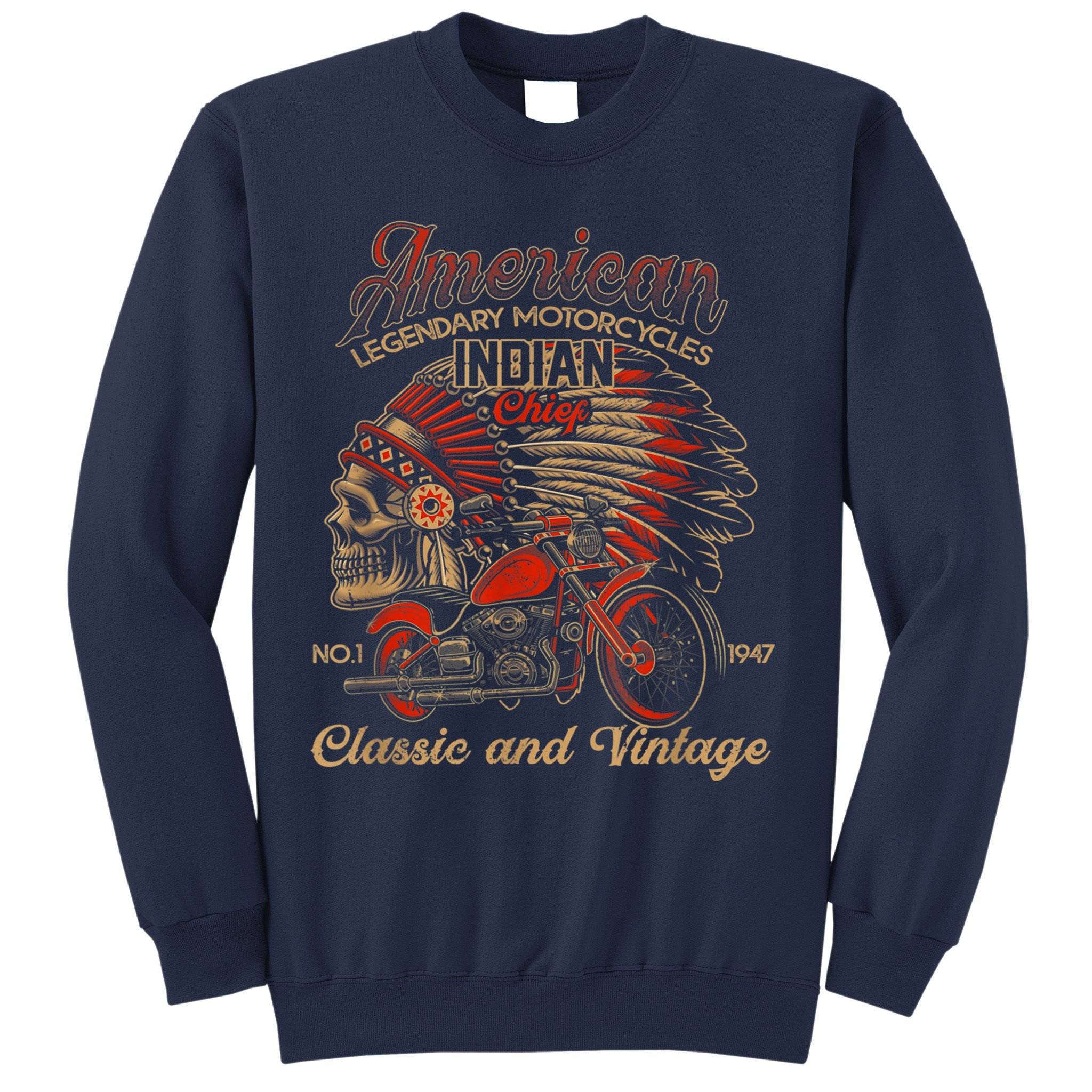 Retro Vintage American Motorcycle Indian for Old Biker Funny Sweatshirt