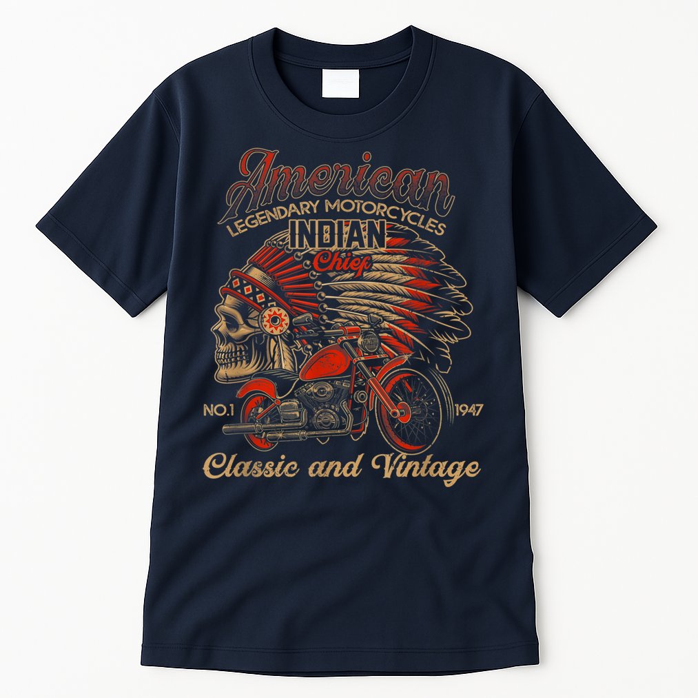 Retro Vintage American Motorcycle Indian for Old Biker Funny Tall T-Shirt