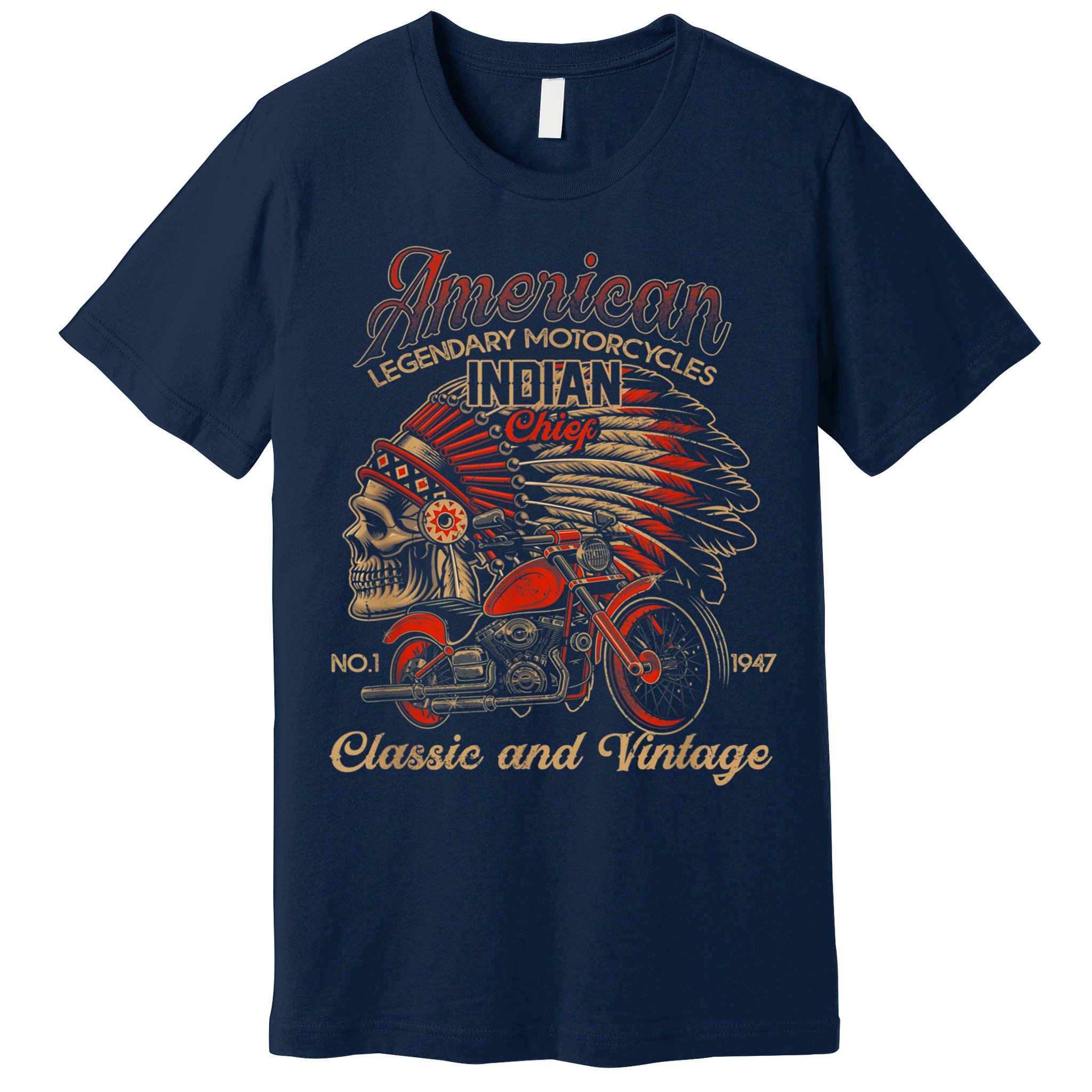 Retro Vintage American Motorcycle Indian for Old Biker Funny Premium T-Shirt