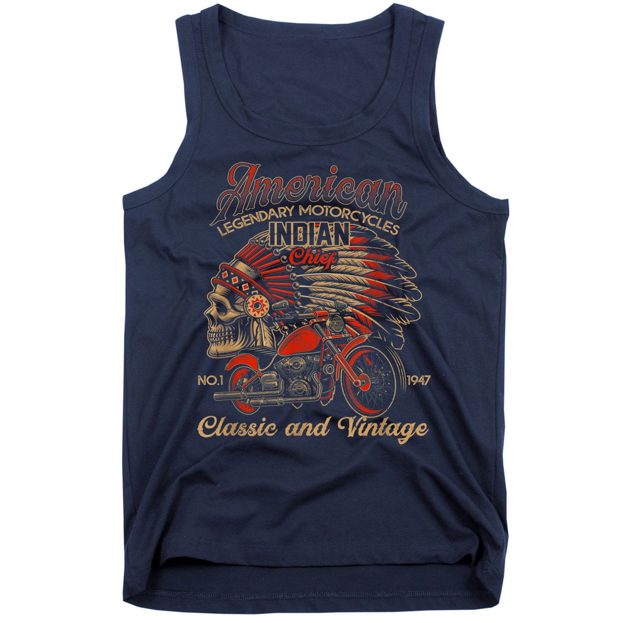 Retro Vintage American Motorcycle Indian for Old Biker Funny Tank Top