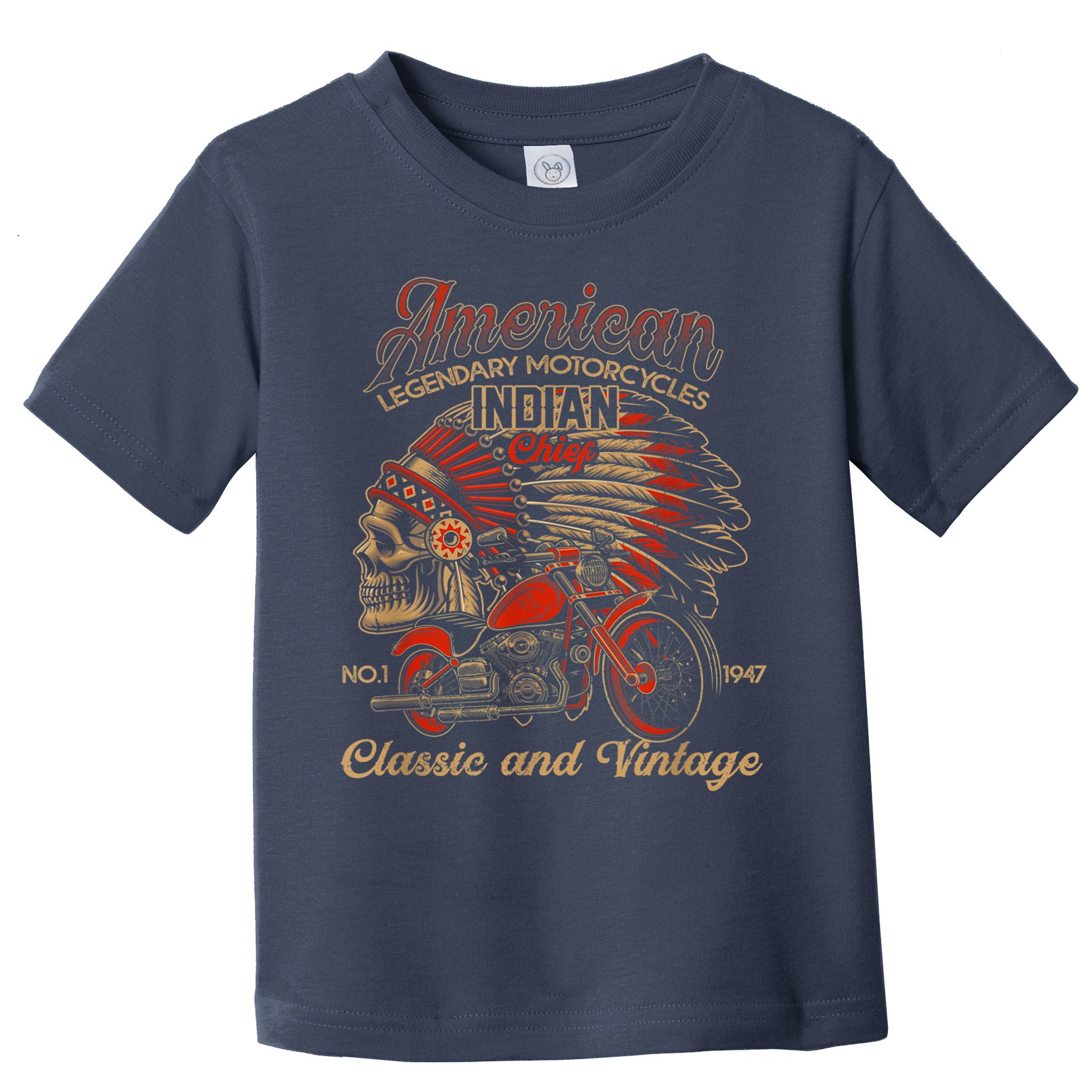 Retro Vintage American Motorcycle Indian for Old Biker Funny Toddler T-Shirt