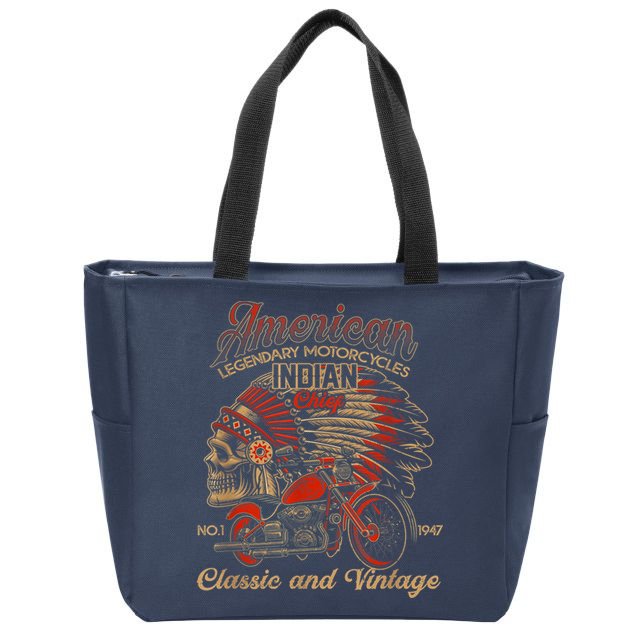 Retro Vintage American Motorcycle Indian for Old Biker Funny Zip Tote Bag