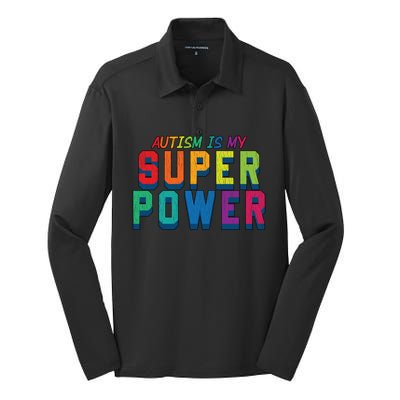 Retro Vintage Autism Is My Super Power Autistic Meaningful Gift Silk Touch Performance Long Sleeve Polo