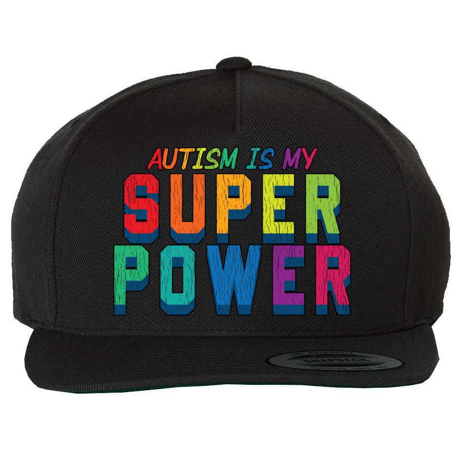 Retro Vintage Autism Is My Super Power Autistic Meaningful Gift Wool Snapback Cap