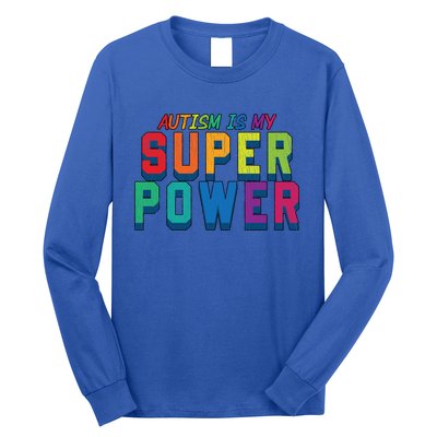 Retro Vintage Autism Is My Super Power Autistic Meaningful Gift Long Sleeve Shirt