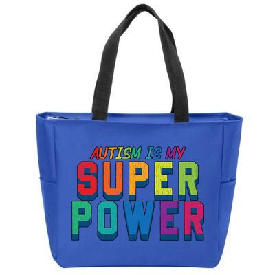 Retro Vintage Autism Is My Super Power Autistic Meaningful Gift Zip Tote Bag