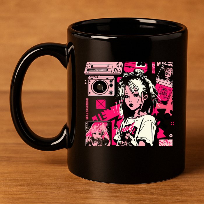 Retro Vaporwave Aesthetic 90s Egirl Japanese Art 11oz C Handle Ceramic Mug