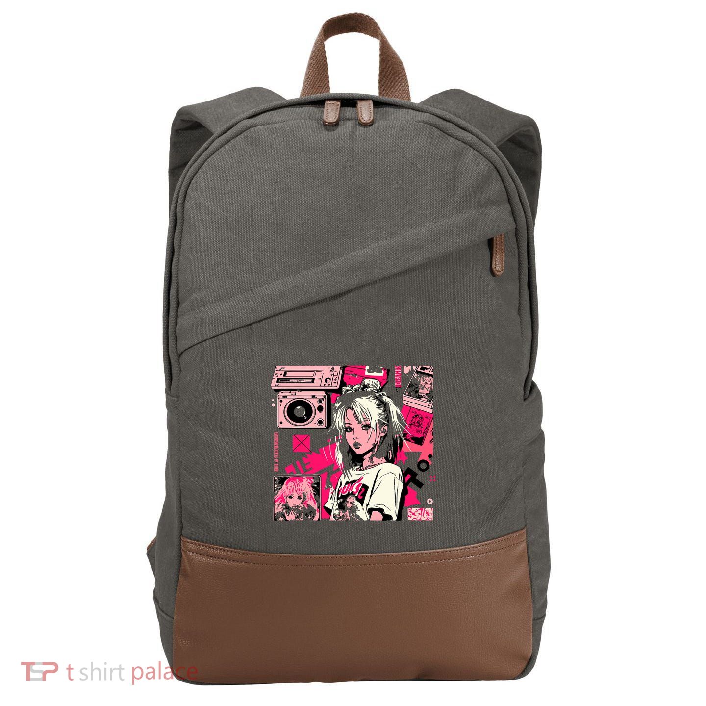 Retro Vaporwave Aesthetic 90s Egirl Japanese Art Cotton Canvas Backpack
