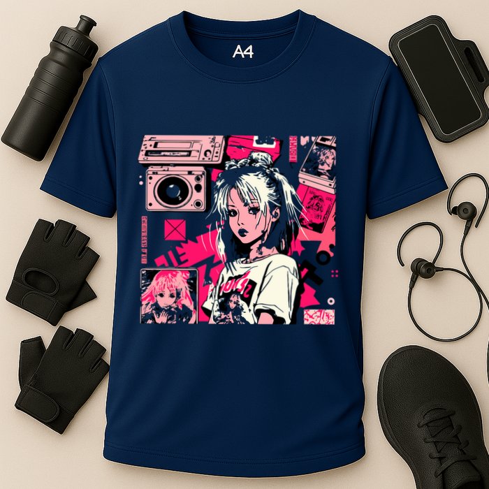 Retro Vaporwave Aesthetic 90s Egirl Japanese Art Cooling Performance Crew T-Shirt