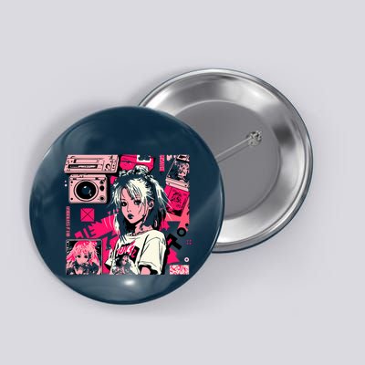 Retro Vaporwave Aesthetic 90s Egirl Japanese Art Button