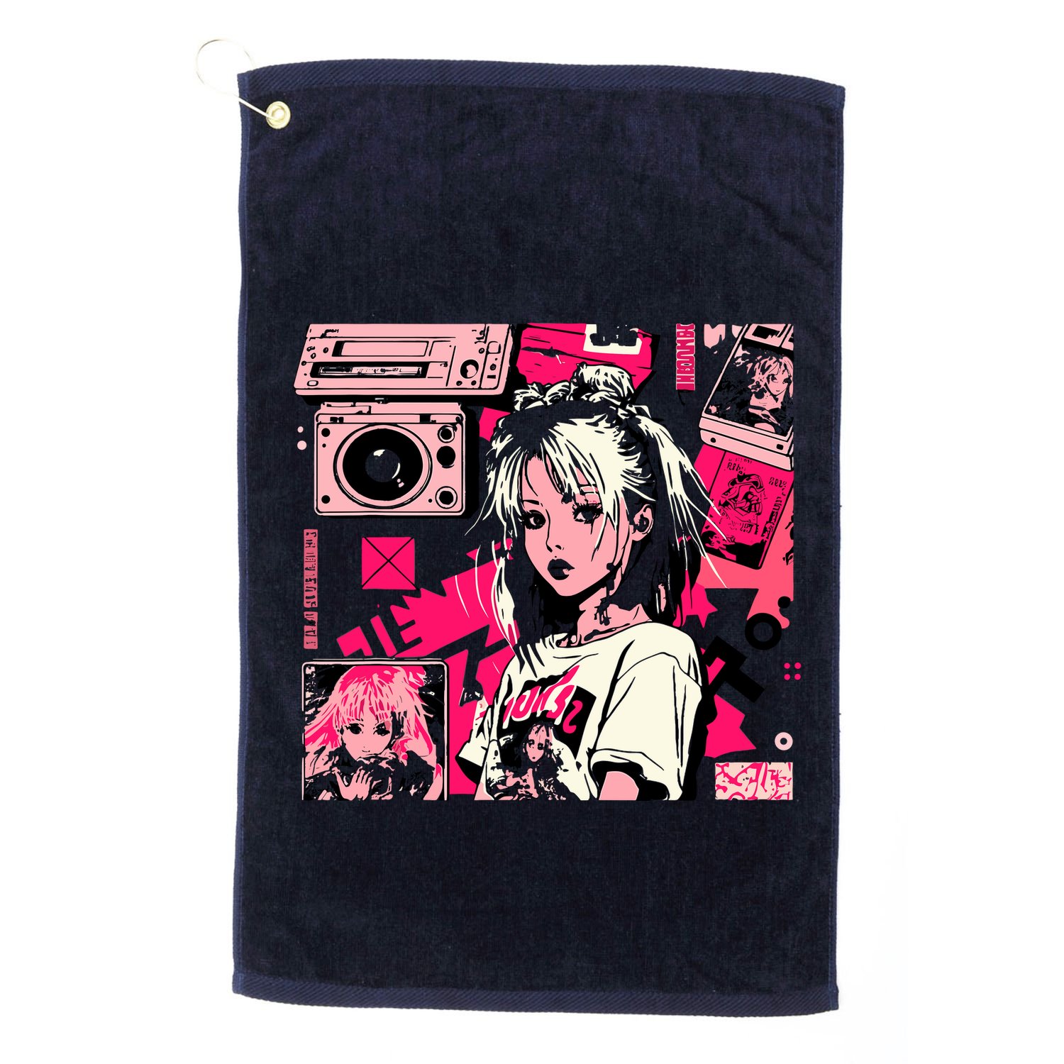 Retro Vaporwave Aesthetic 90s Egirl Japanese Art Golf Towel