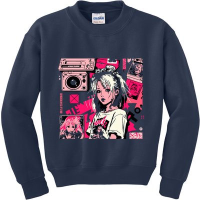 Retro Vaporwave Aesthetic 90s Egirl Japanese Art Kids Sweatshirt