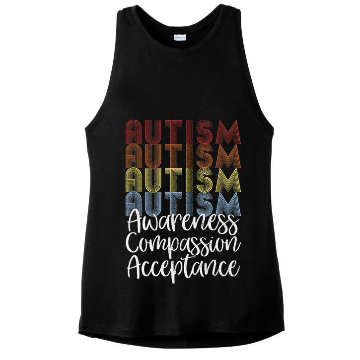 Retro Vintage Autism Awareness With Distressed Text Ladies PosiCharge Tri-Blend Wicking Tank