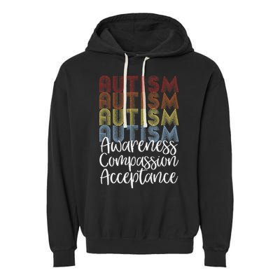 Retro Vintage Autism Awareness With Distressed Text Garment-Dyed Fleece Hoodie