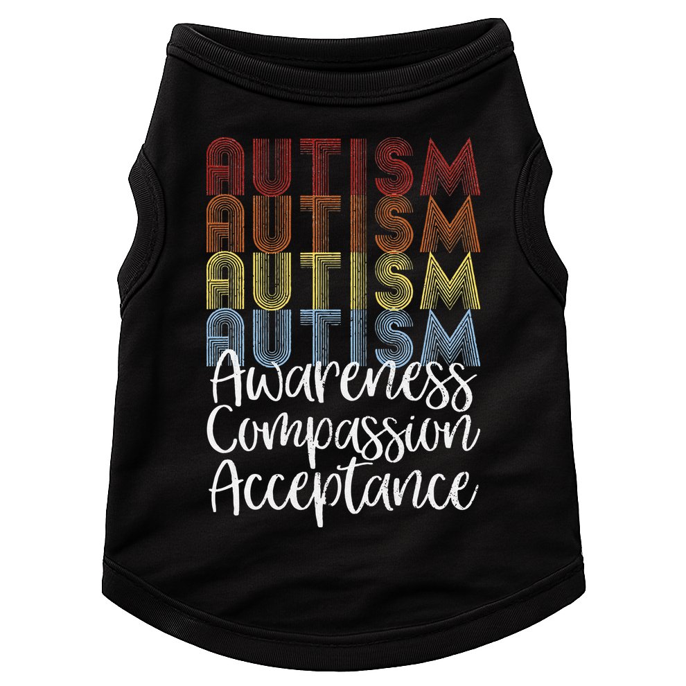 Retro Vintage Autism Awareness With Distressed Text Doggie Tank