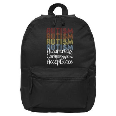 Retro Vintage Autism Awareness With Distressed Text 16 in Basic Backpack