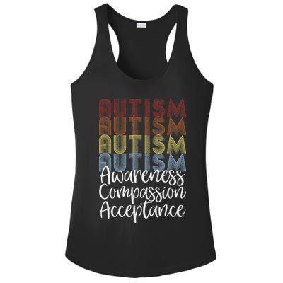 Retro Vintage Autism Awareness With Distressed Text Ladies PosiCharge Competitor Racerback Tank