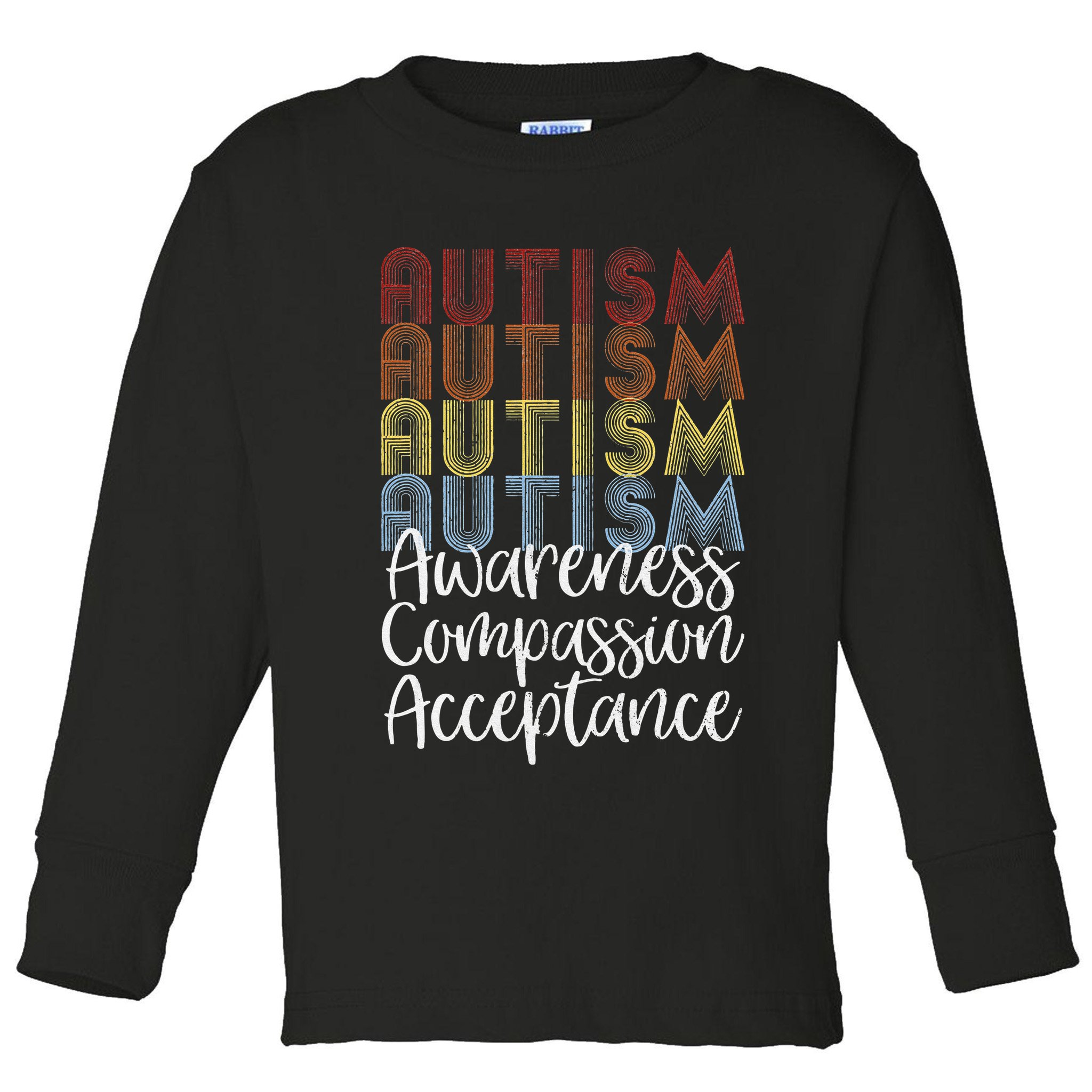 Retro Vintage Autism Awareness With Distressed Text Toddler Long Sleeve Shirt
