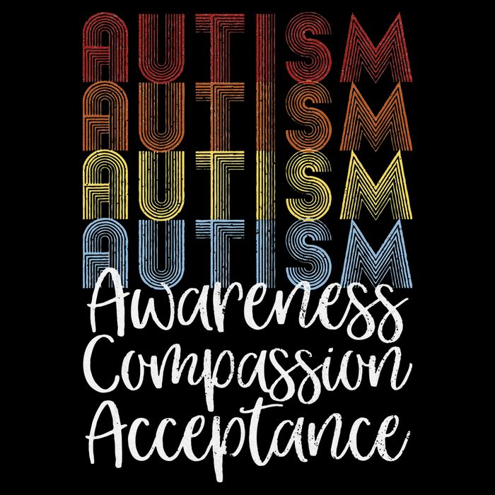 Retro Vintage Autism Awareness With Distressed Text Womens T-Shirt