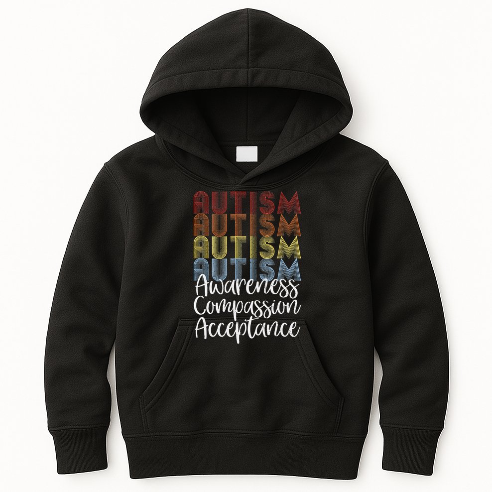 Retro Vintage Autism Awareness With Distressed Text Kids Hoodie