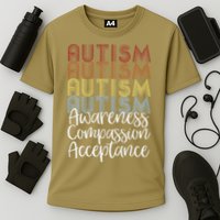 Retro Vintage Autism Awareness With Distressed Text Performance Shirt