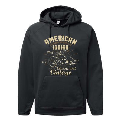 Retro Vintage American For Old Biker Performance Fleece Hoodie