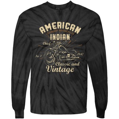 Retro Vintage American For Old Biker Tie-Dye Long Sleeve Shirt