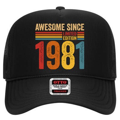 Retro Vintage Awesome Since 1981 Limited Edition High Crown Mesh Back Trucker Hat