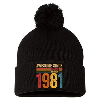 Retro Vintage Awesome Since 1981 Limited Edition Pom Pom 12in Knit Beanie