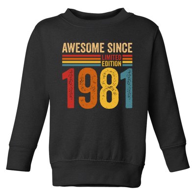 Retro Vintage Awesome Since 1981 Limited Edition Toddler Sweatshirt