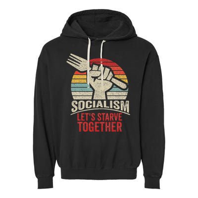 Retro Vintage Anti Communism Anti Socialism Garment-Dyed Fleece Hoodie