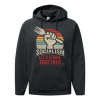 Retro Vintage Anti Communism Anti Socialism Performance Fleece Hoodie