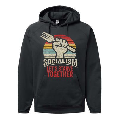 Retro Vintage Anti Communism Anti Socialism Performance Fleece Hoodie