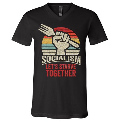 Retro Vintage Anti Communism Anti Socialism V-Neck T-Shirt