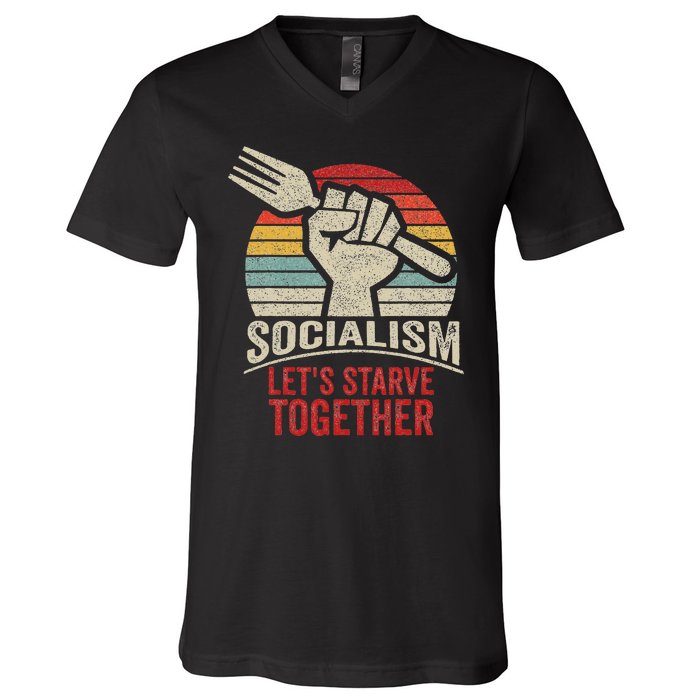 Retro Vintage Anti Communism Anti Socialism V-Neck T-Shirt