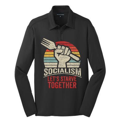 Retro Vintage Anti Communism Anti Socialism Silk Touch Performance Long Sleeve Polo