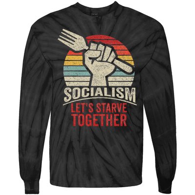 Retro Vintage Anti Communism Anti Socialism Tie-Dye Long Sleeve Shirt