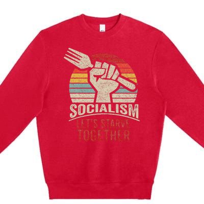 Retro Vintage Anti Communism Anti Socialism Premium Crewneck Sweatshirt