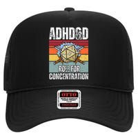 Retro Vintage Adhd&D Roll For Concentration High Crown Mesh Back Trucker Hat