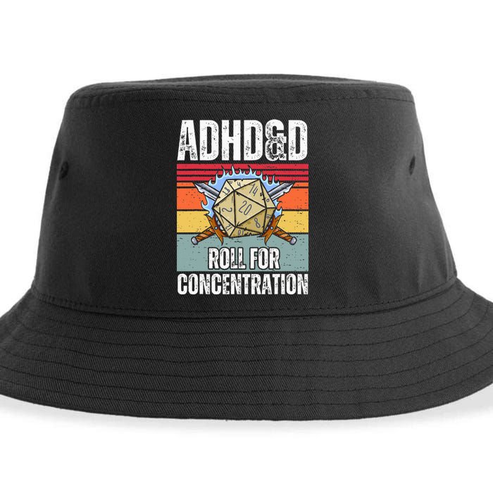 Retro Vintage Adhd&D Roll For Concentration Sustainable Bucket Hat