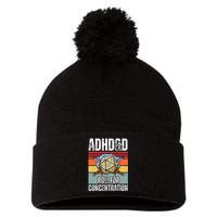 Retro Vintage Adhd&D Roll For Concentration Pom Pom 12in Knit Beanie